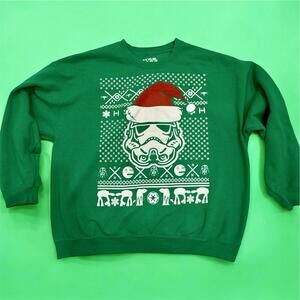 UGLY SWEATER Star Wars Christmas Sweatshirt Men's 2XL Green Stormtrooper Santa